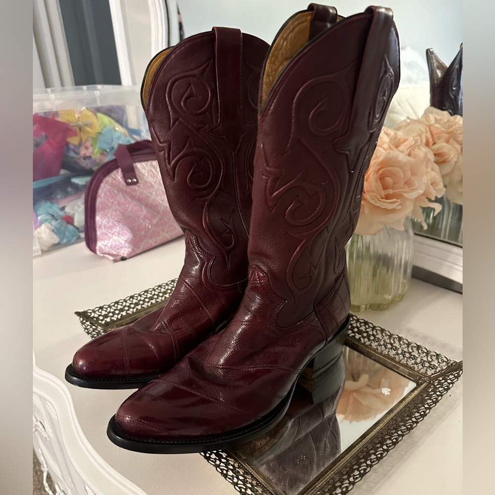 Gavel Patricio eel skin western cowboy boots